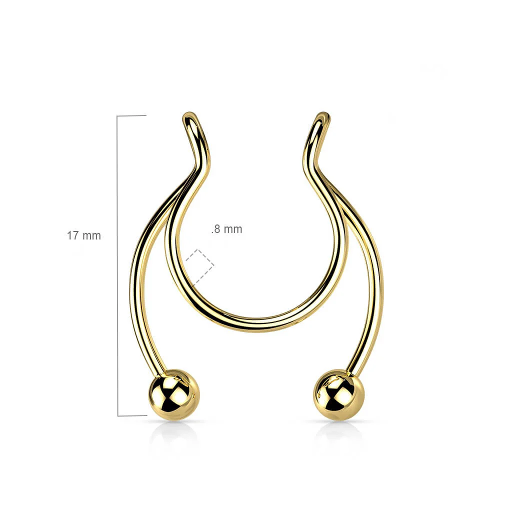 Fake piercing do nosa kulka podkowa kolczyk rozginany - Image 2