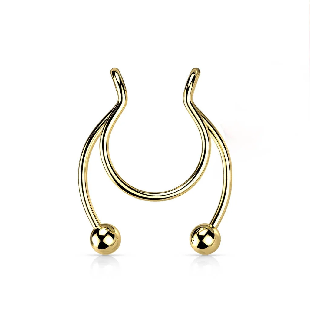 Fake piercing do nosa kulka podkowa kolczyk rozginany - Image 5