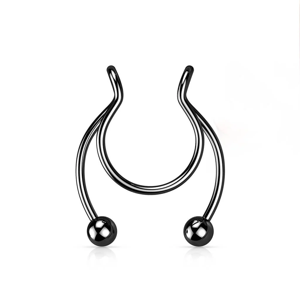 Fake piercing do nosa kulka podkowa kolczyk rozginany - Image 6