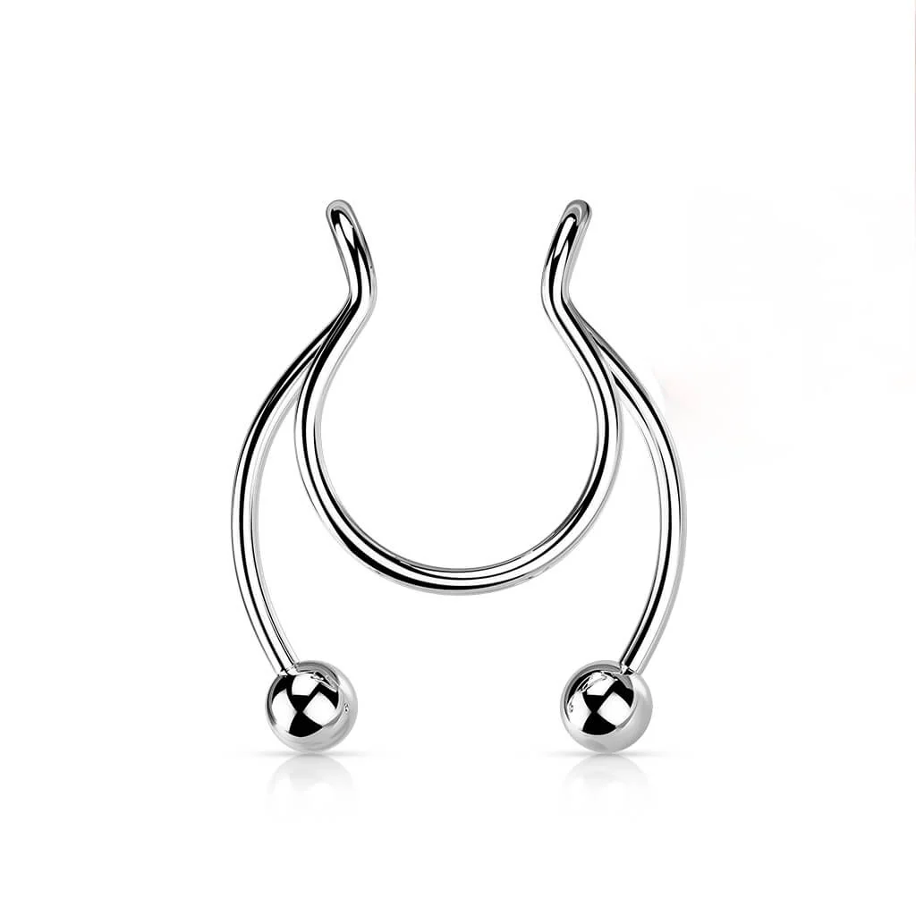 Fake piercing do nosa kulka podkowa kolczyk rozginany - Image 7