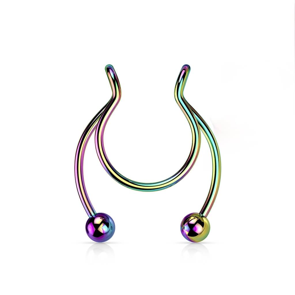 Fake piercing do nosa kulka podkowa kolczyk rozginany - Image 8