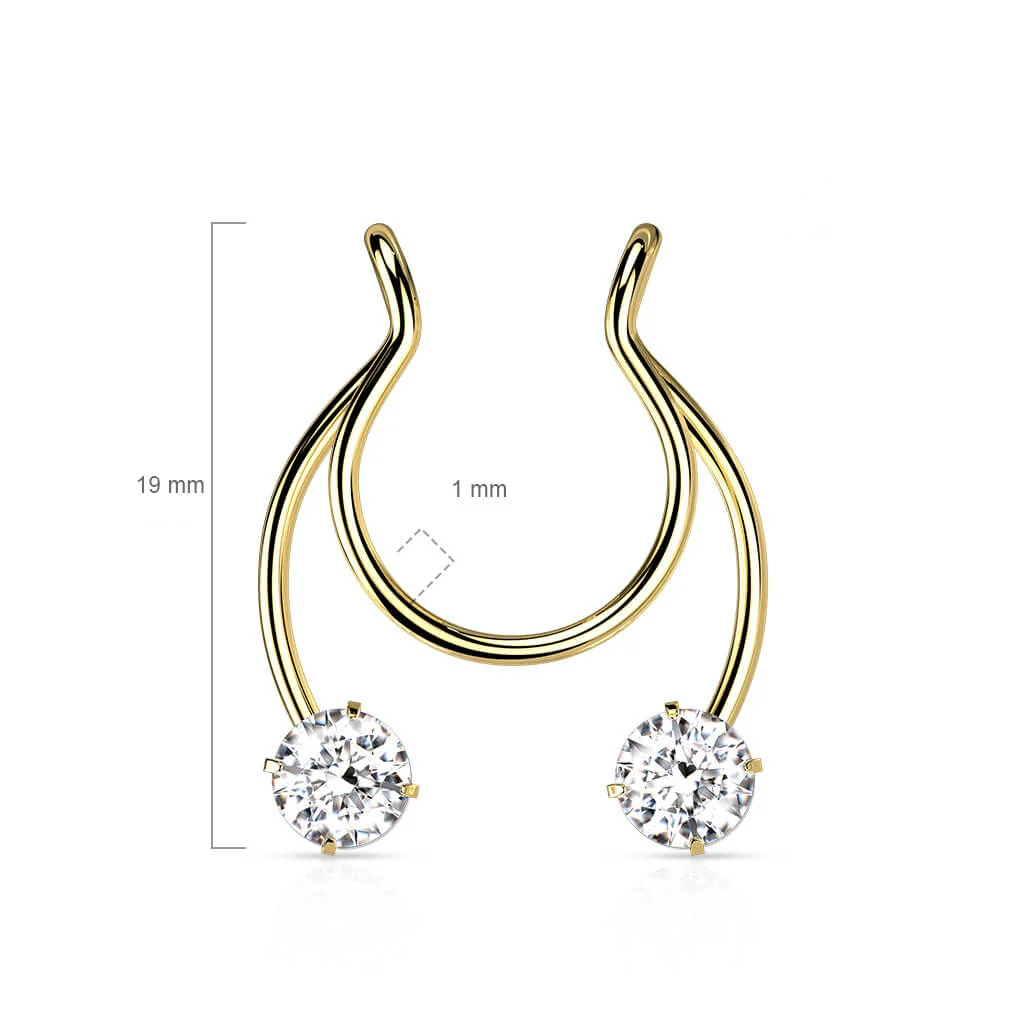 Fake piercing do nosa podkowa cyrkonia kolczyk rozginany - Image 2
