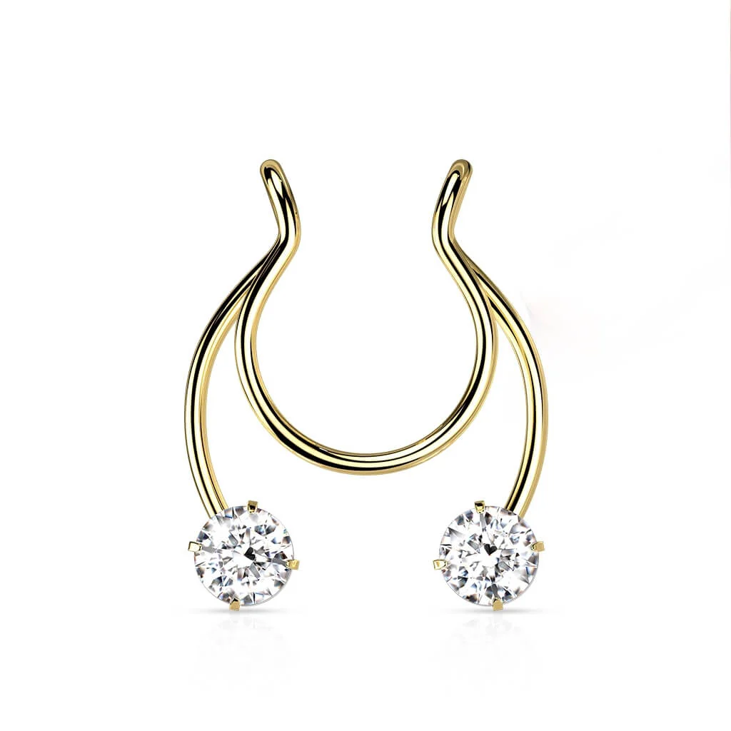 Fake piercing do nosa podkowa cyrkonia kolczyk rozginany - Image 6