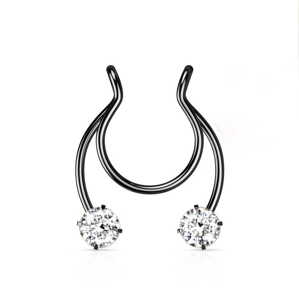 Fake piercing do nosa podkowa cyrkonia kolczyk rozginany - Image 7