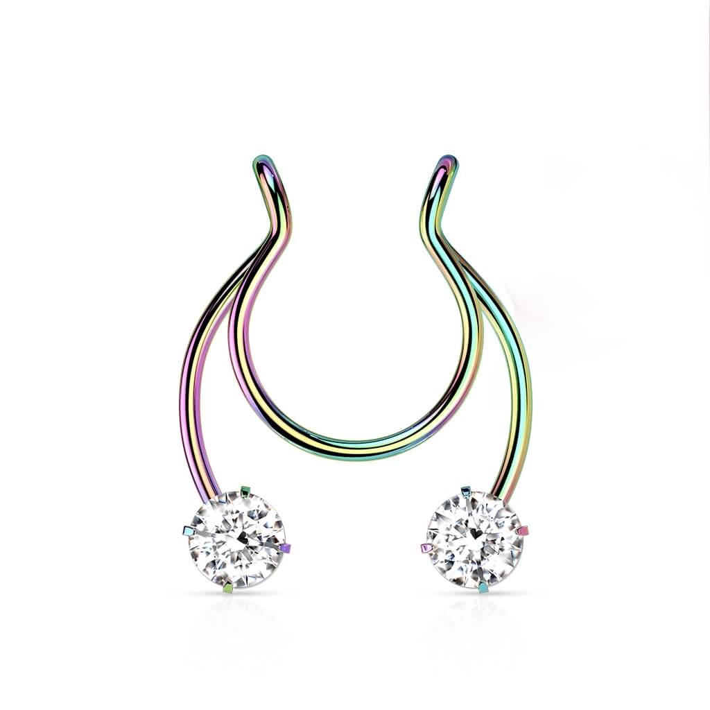 Fake piercing do nosa podkowa cyrkonia kolczyk rozginany - Image 8