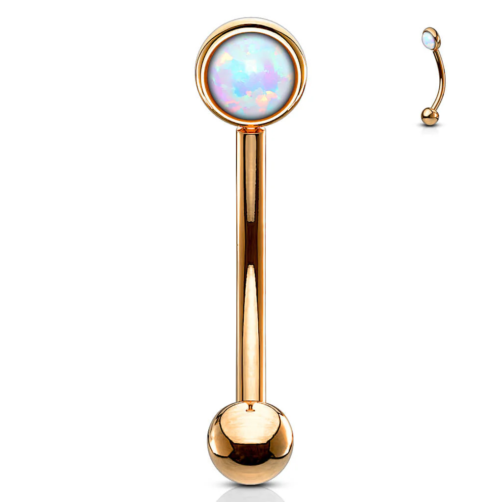 Kolczyk do brwi kulka płaska srebrny opal - Image 11