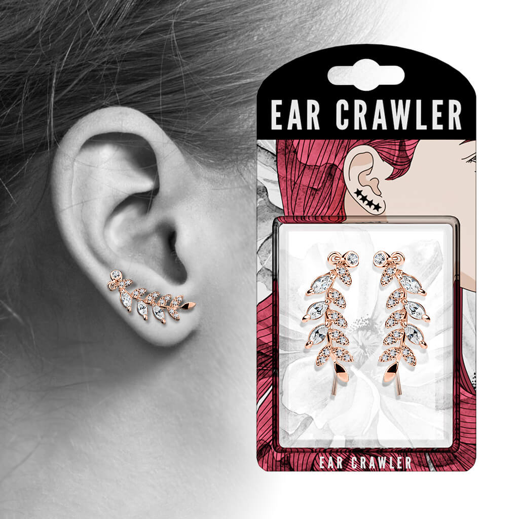 Ear crawler  cyrkonia liście - Image 3