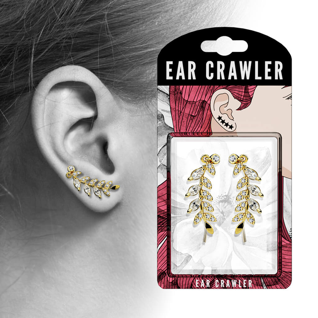 Ear crawler  cyrkonia liście - Image 5