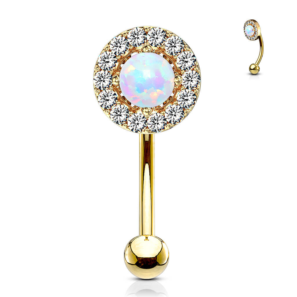 Kolczyk do brwi cyrkonia opal - Image 6
