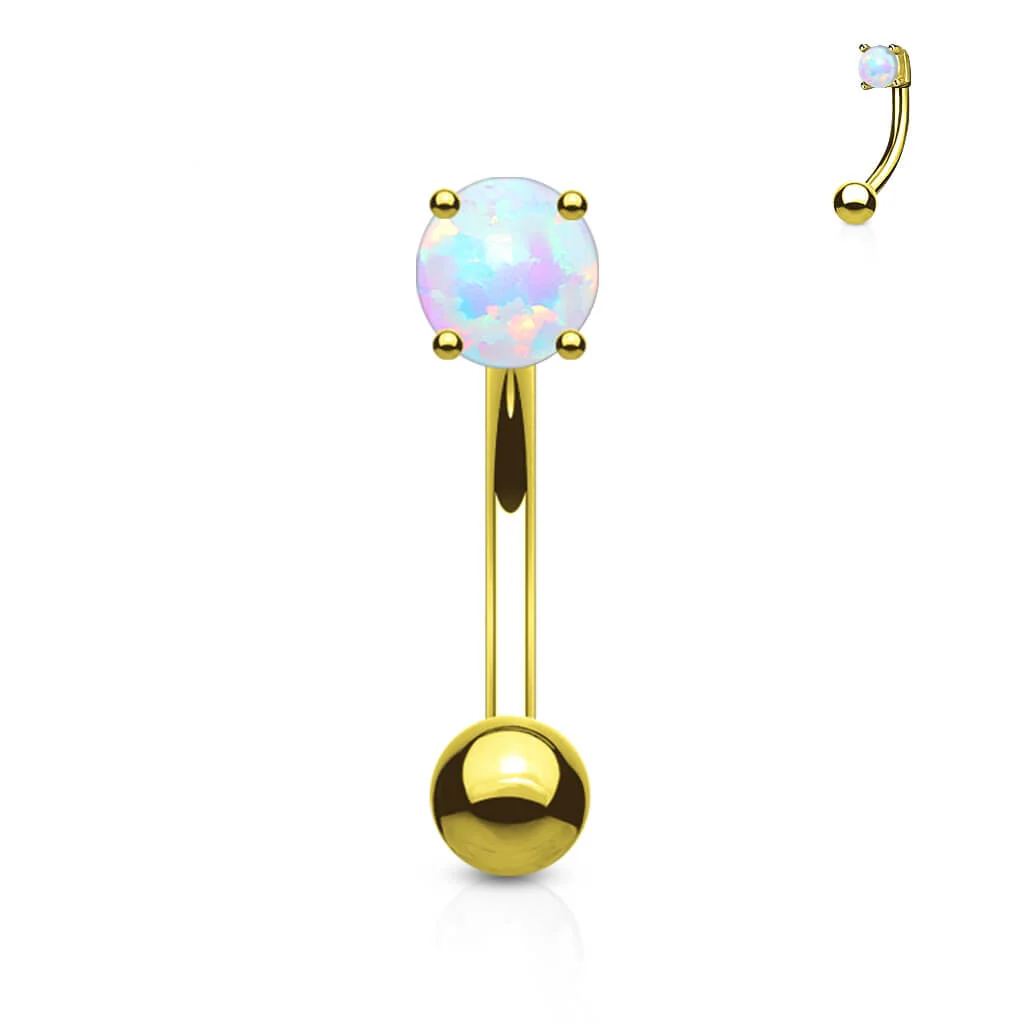 Złoto 585 kolczyk do brwi kulka opal - Image 3