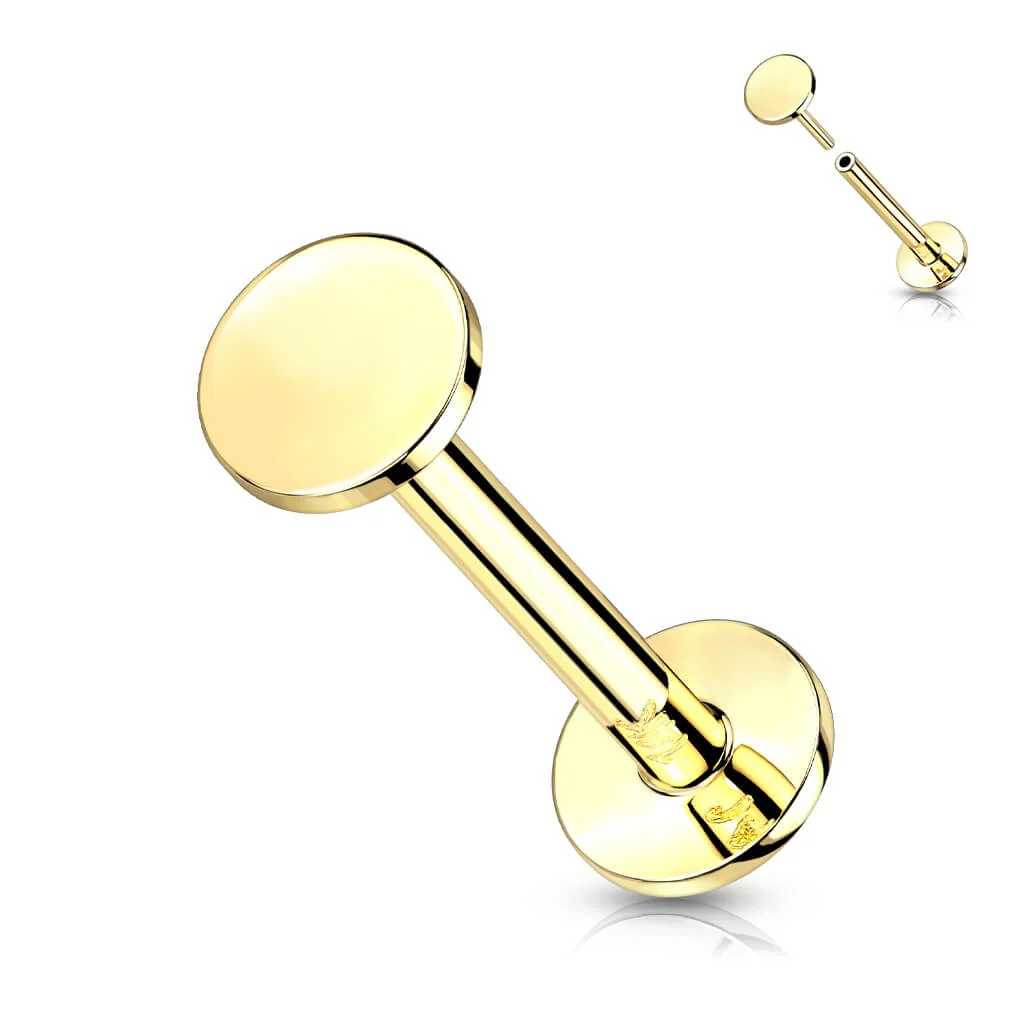 Złoto 585 labret kółko płaskie push-in - Image 5