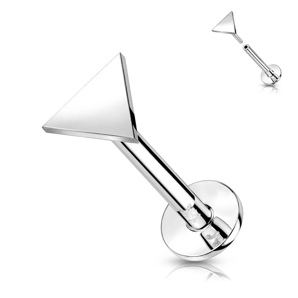 Złoto 585 labret trójkąt płaski push-in - Image 4