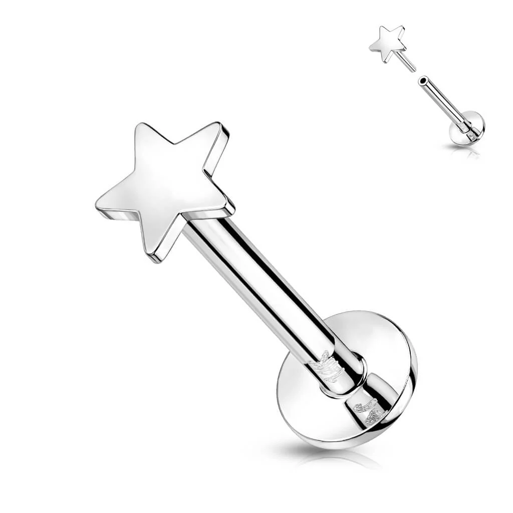 Złoto 585 labret gwiazdka płaska push-in - Image 4