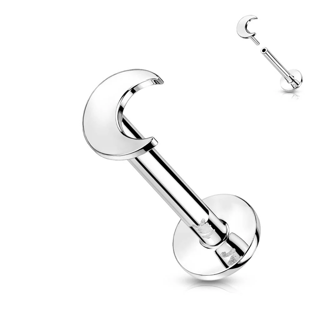 Złoto 585 labret księżyc płaski push-in - Image 4