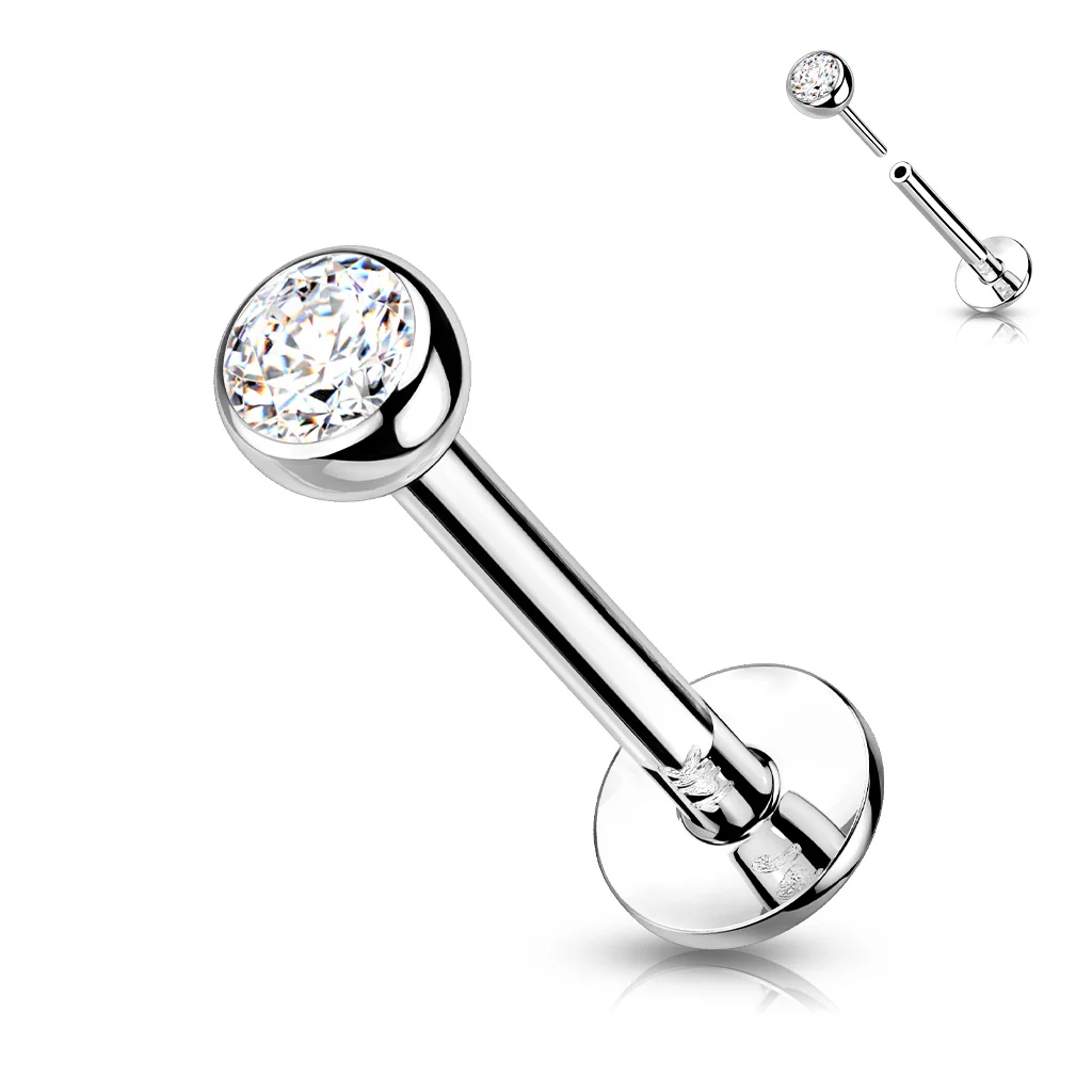 Złoto 585 labret okrągła cyrkonia push-in - Image 4