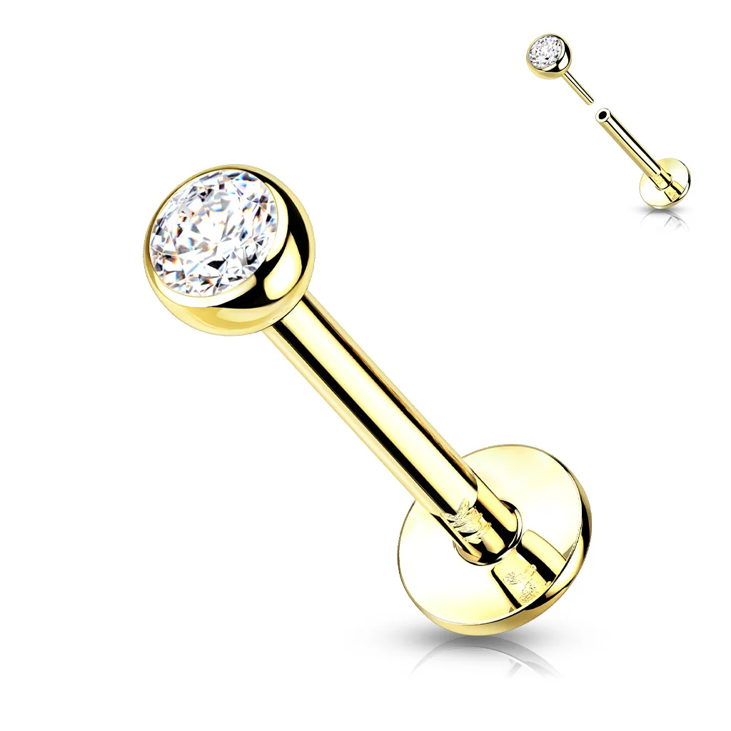Złoto 585 labret okrągła cyrkonia push-in - Image 5
