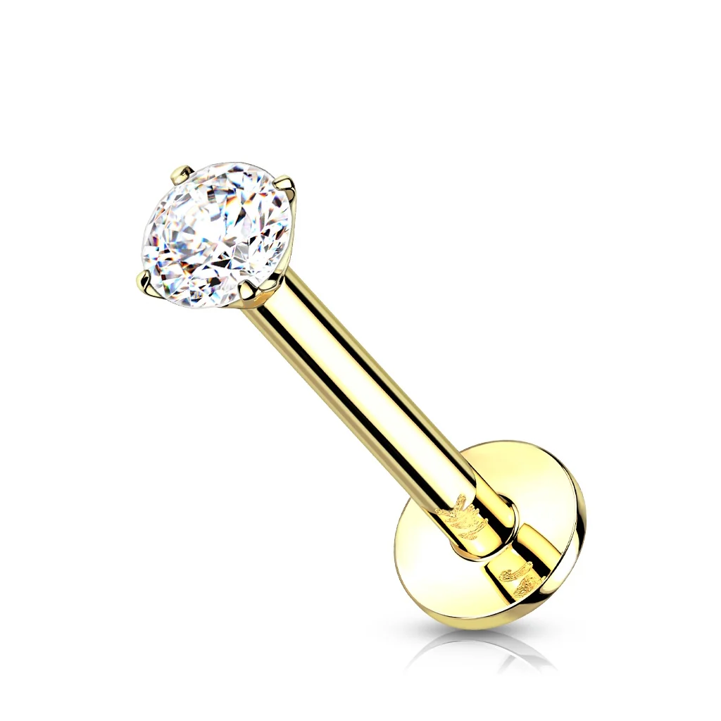Złoto 585 labret okrągła cyrkonia push-in - Image 4