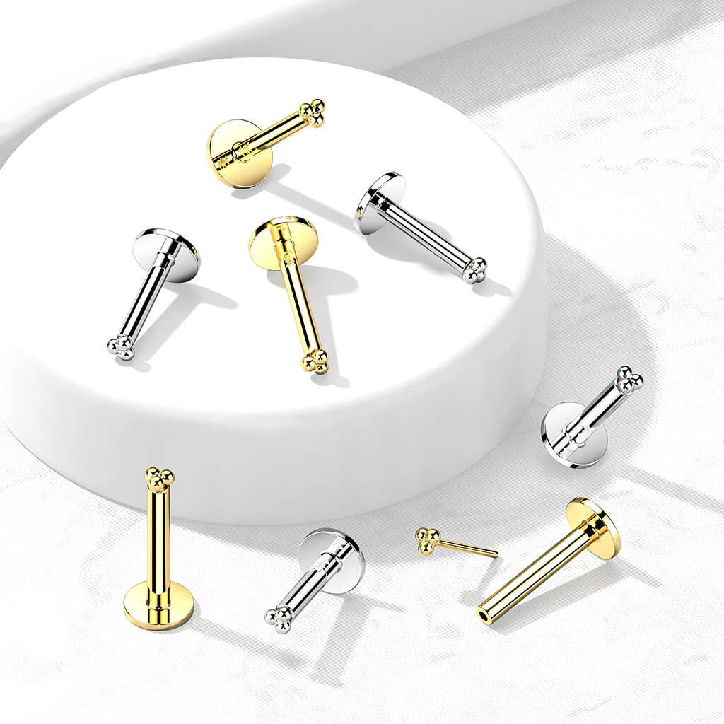 Złoto 585 labret trzy kulki push-in - Image 3