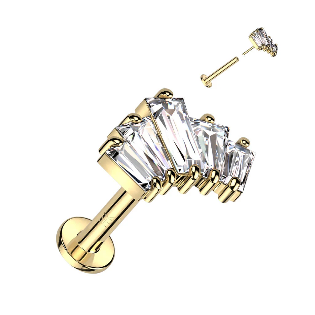 Złoto 585 labret 5 cyrkonii push-in - Image 3