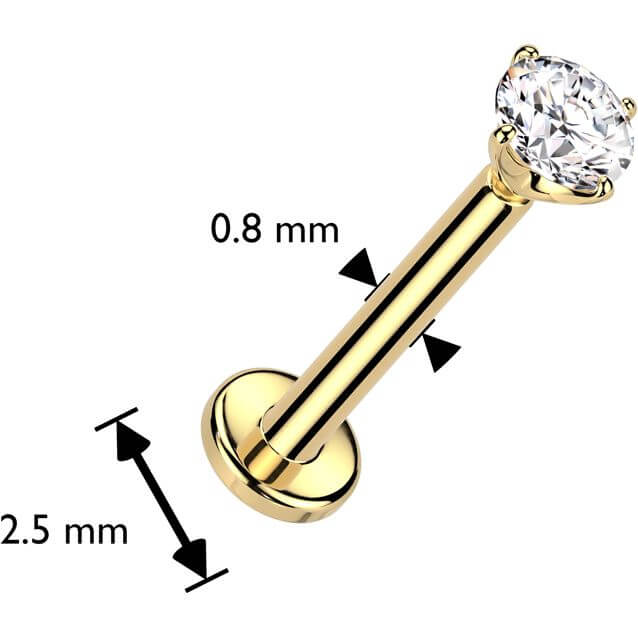 Złoto 585 labret cyrkonia w łapkach push-in - Image 2