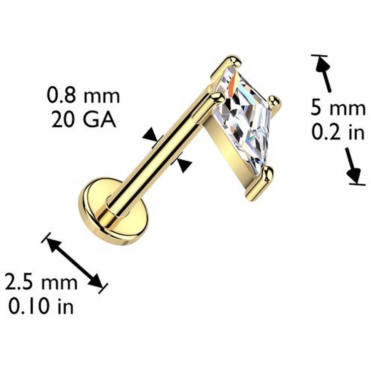 Złoto 585 labret cyrkonia włócznia push-in - Image 2