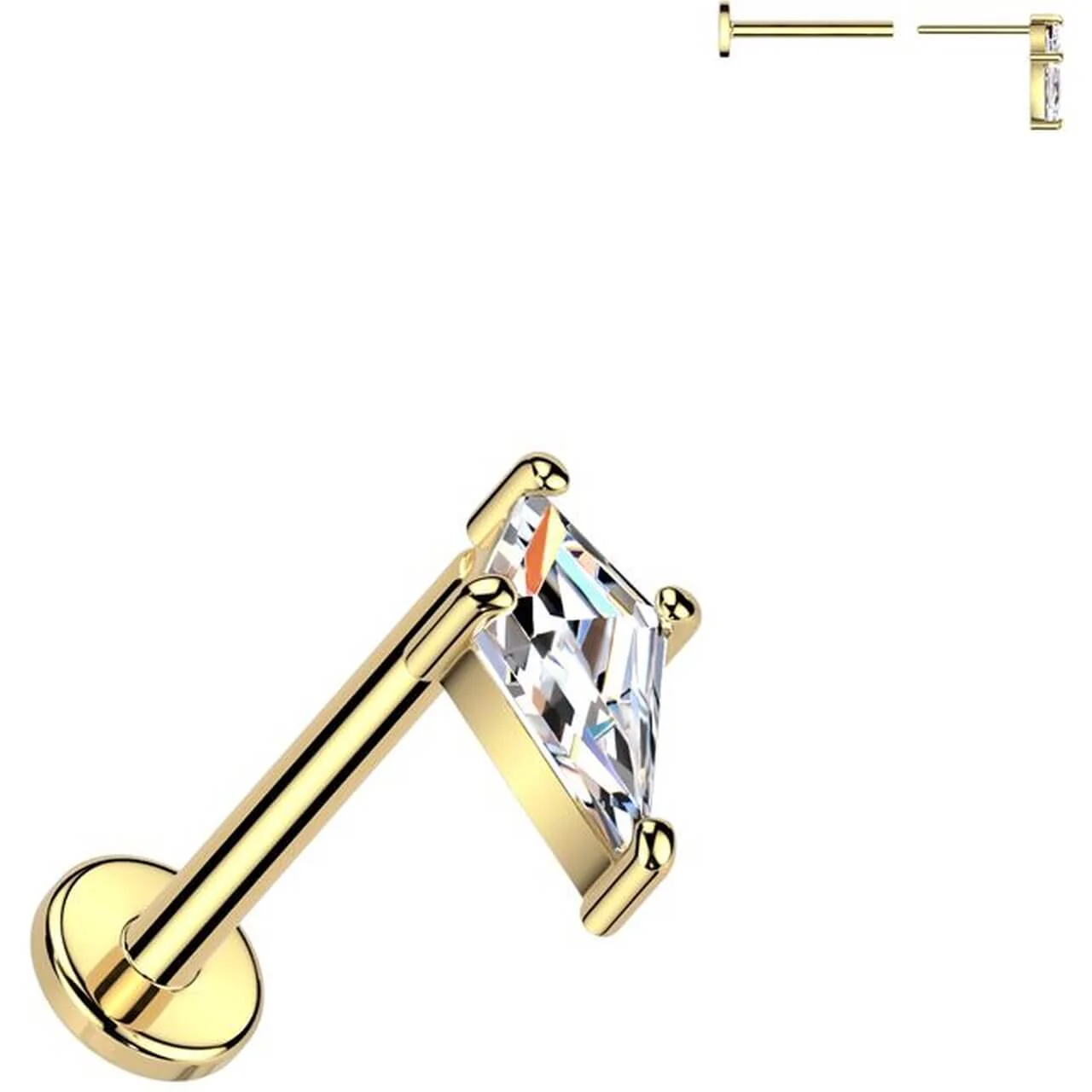Złoto 585 labret cyrkonia włócznia push-in - Image 3