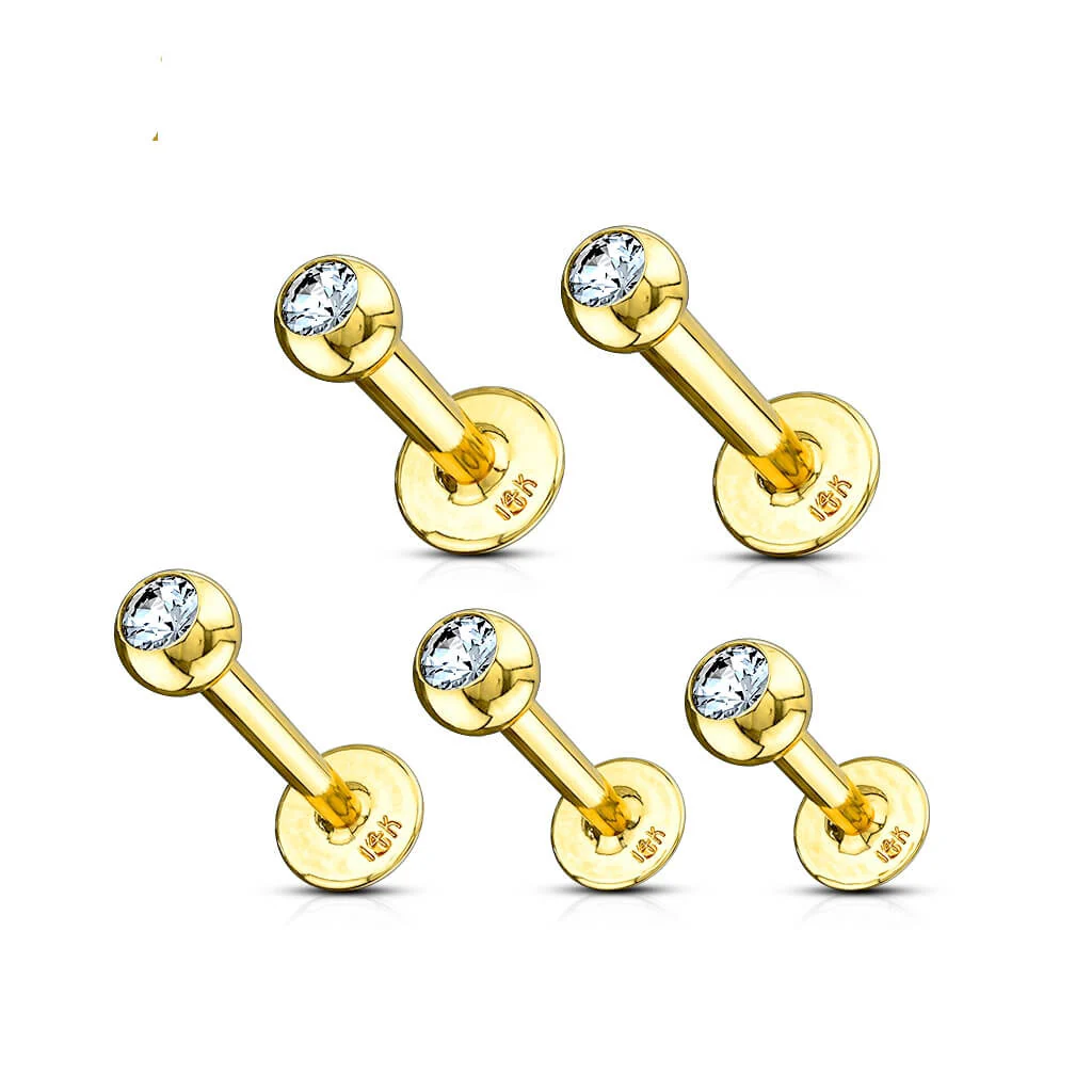 Złoto 585 labret kulka z cyrkonią - Image 2