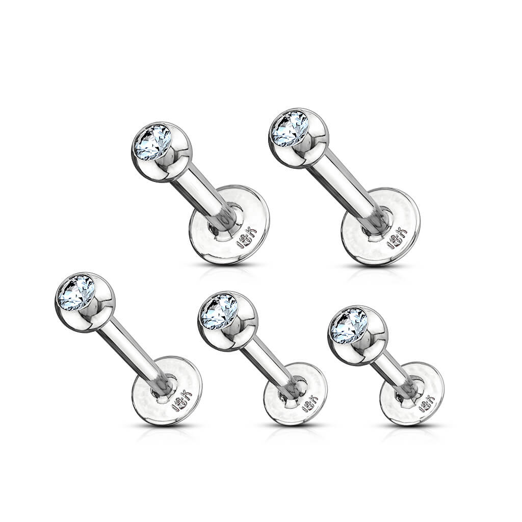 Złoto 585 labret kulka z cyrkonią - Image 3