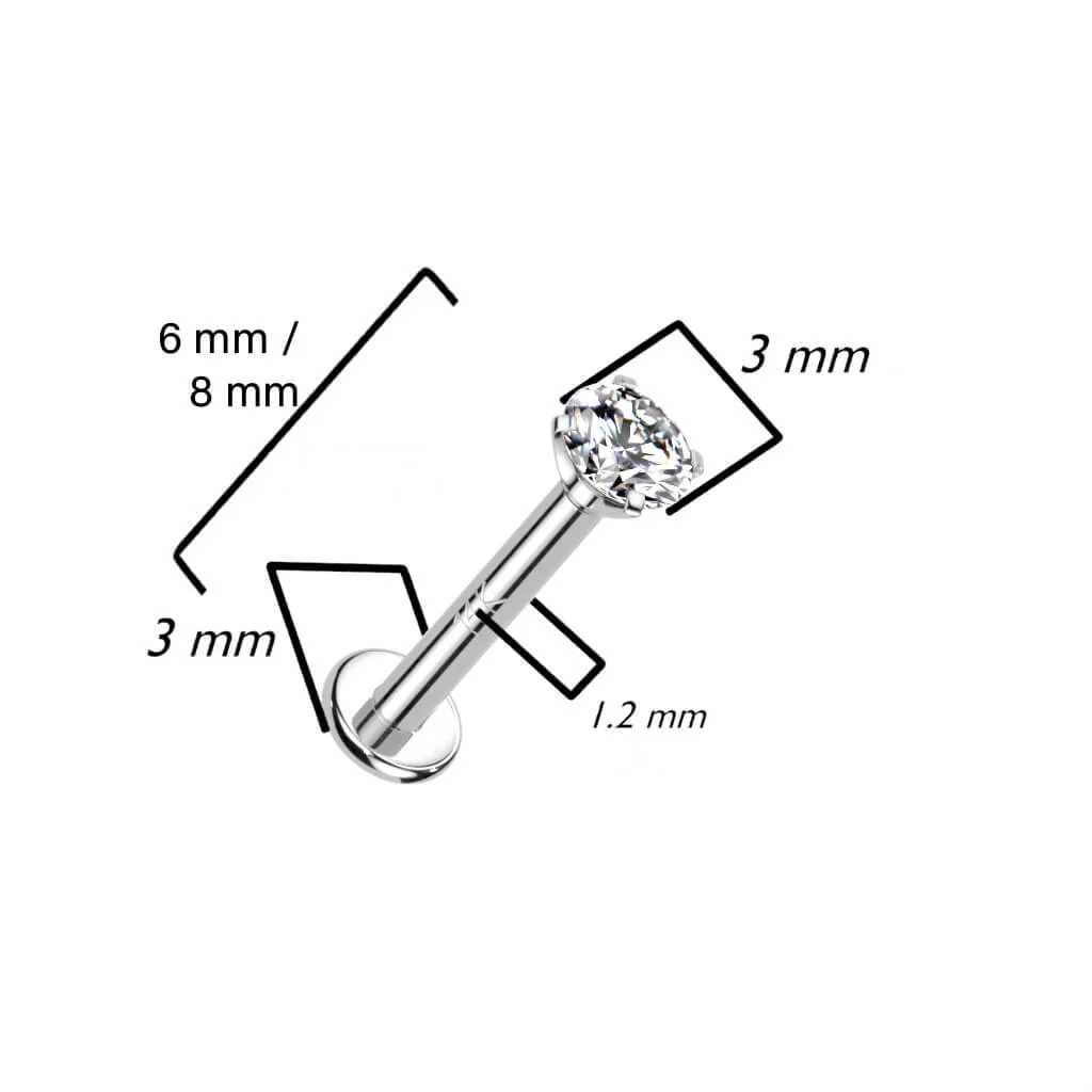 Złoto 585 labret cyrkonia w łapkach gwint wewnętrzny - Image 2