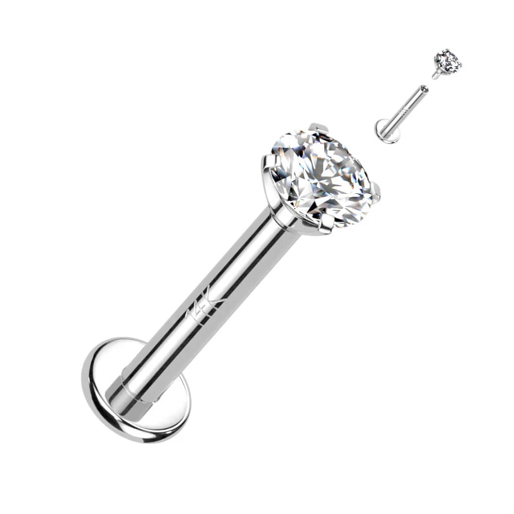 Złoto 585 labret cyrkonia w łapkach gwint wewnętrzny - Image 3