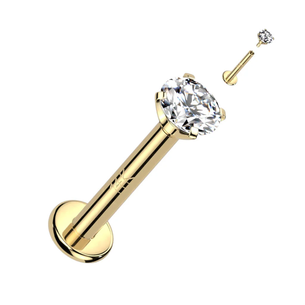 Złoto 585 labret cyrkonia w łapkach gwint wewnętrzny - Image 4