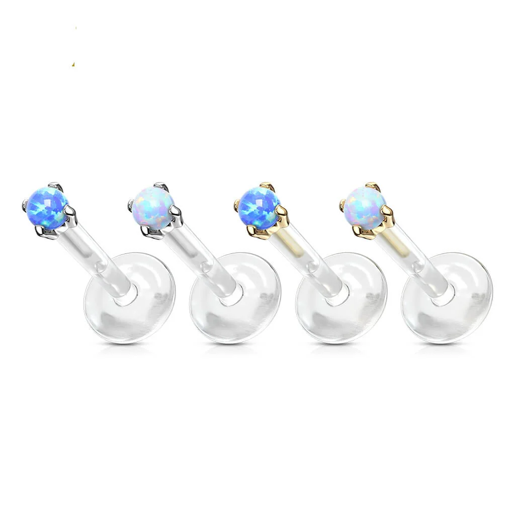 Złoto 585 labret okrągły opal push-in - Image 3