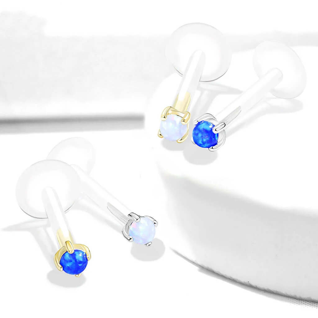 Złoto 585 labret okrągły opal push-in - Image 5