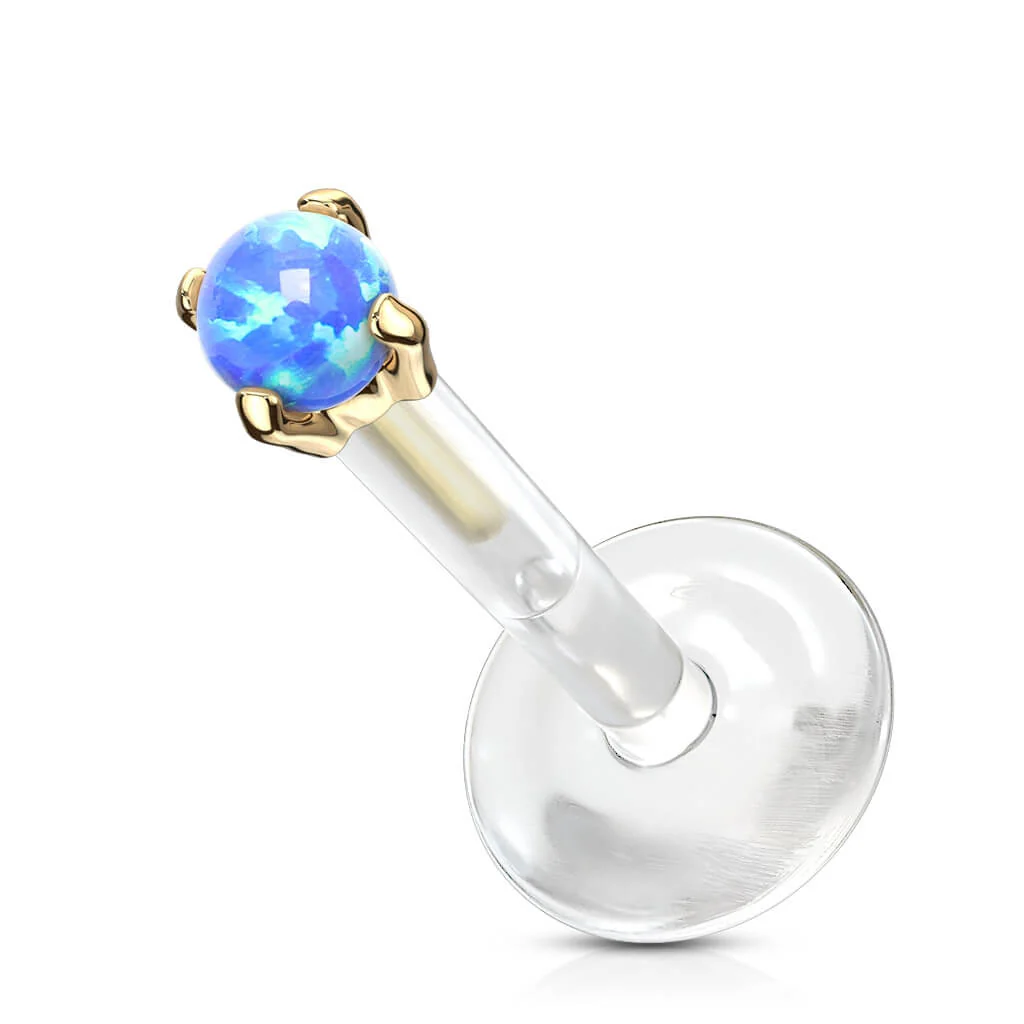 Złoto 585 labret okrągły opal push-in - Image 8