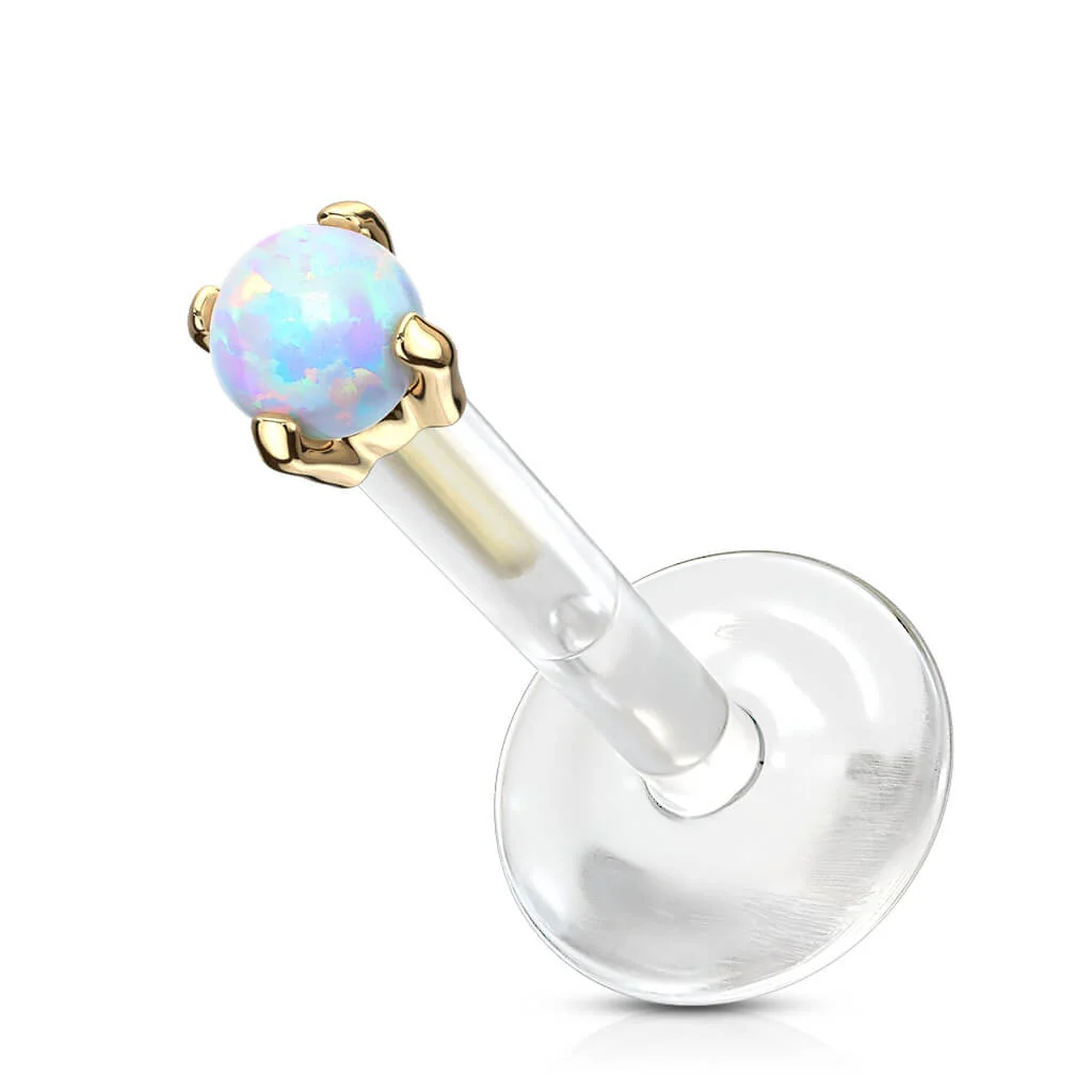Złoto 585 labret okrągły opal push-in - Image 9