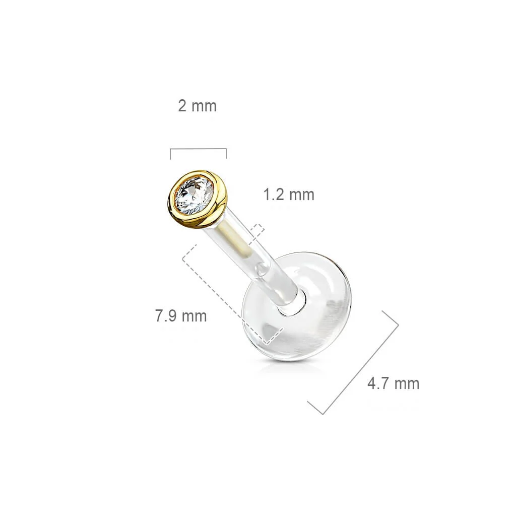 Złoto 585 labret okrągła cyrkonia push-in - Image 2