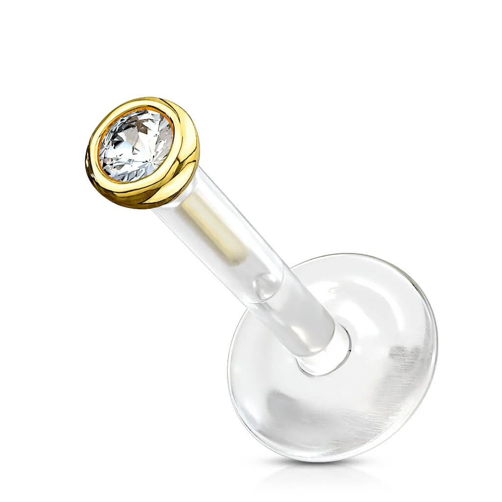 Złoto 585 labret okrągła cyrkonia push-in - Image 7