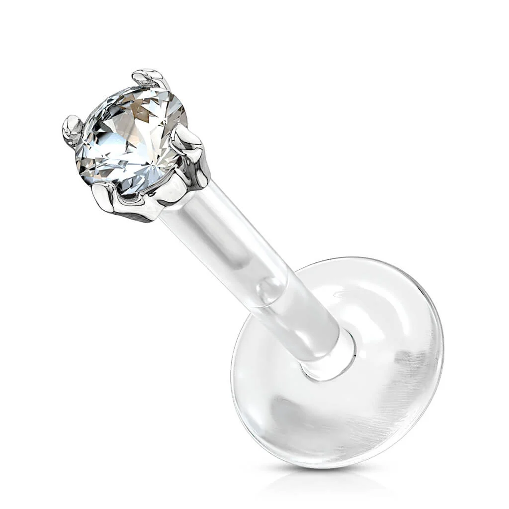 Złoto 585 labret cyrkonia w łapkach push-in - Image 5
