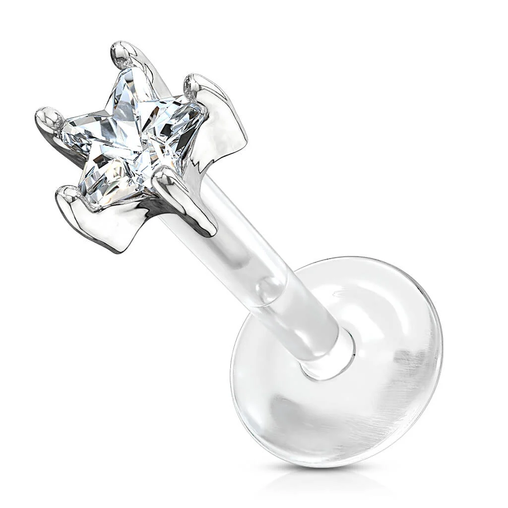 Złoto 585 labret kwiatek cyrkonia push-in - Image 5