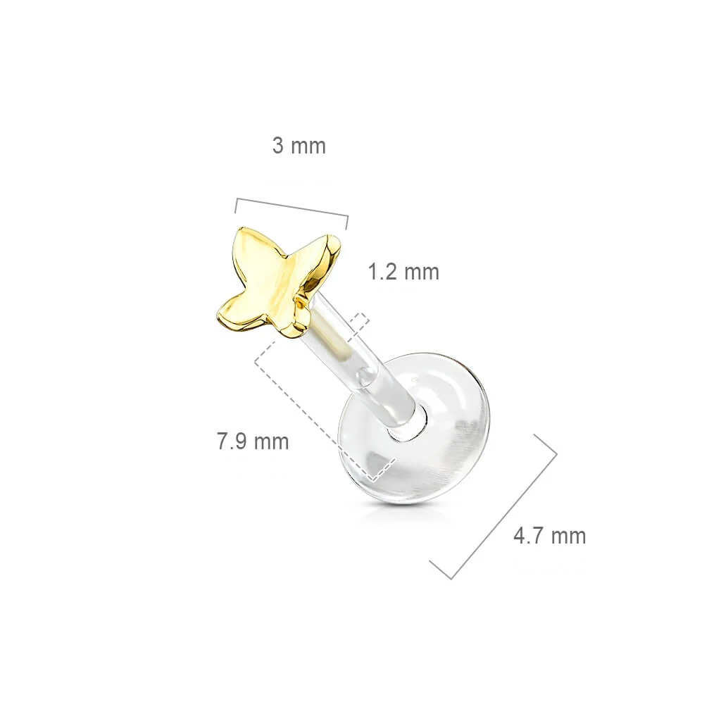 Złoto 585 labret motyl push-in - Image 2