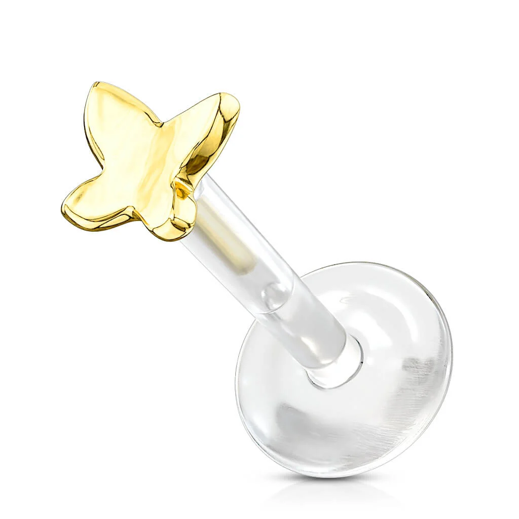 Złoto 585 labret motyl push-in - Image 6