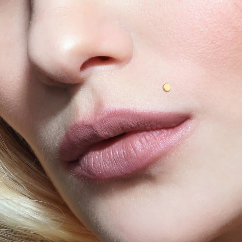 Złoto 585 labret kółko płaskie push-in - Image 3