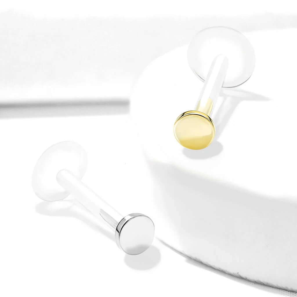 Złoto 585 labret kółko płaskie push-in - Image 4