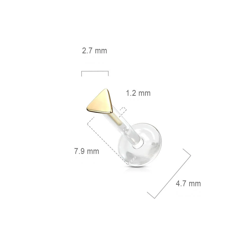 Złoto 585 labret trójkąt płaski push-in - Image 2
