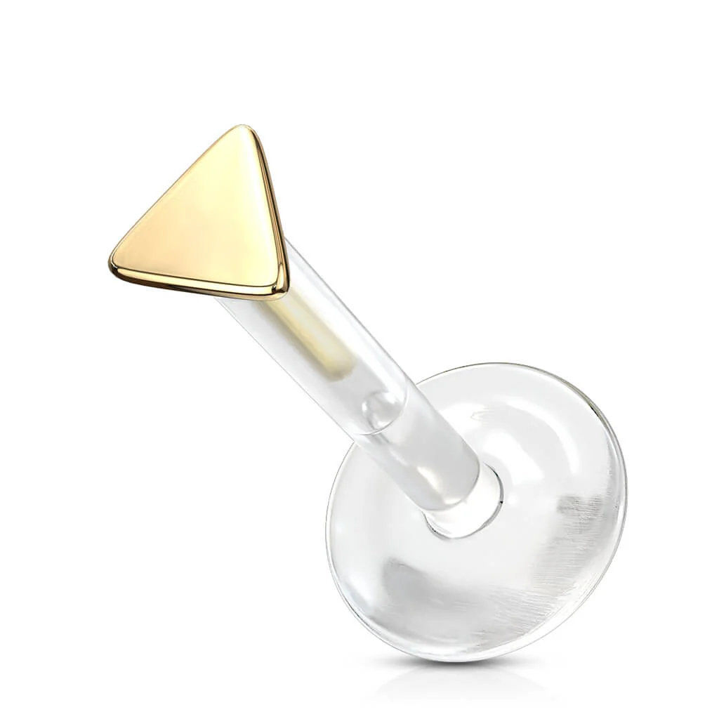Złoto 585 labret trójkąt płaski push-in - Image 6