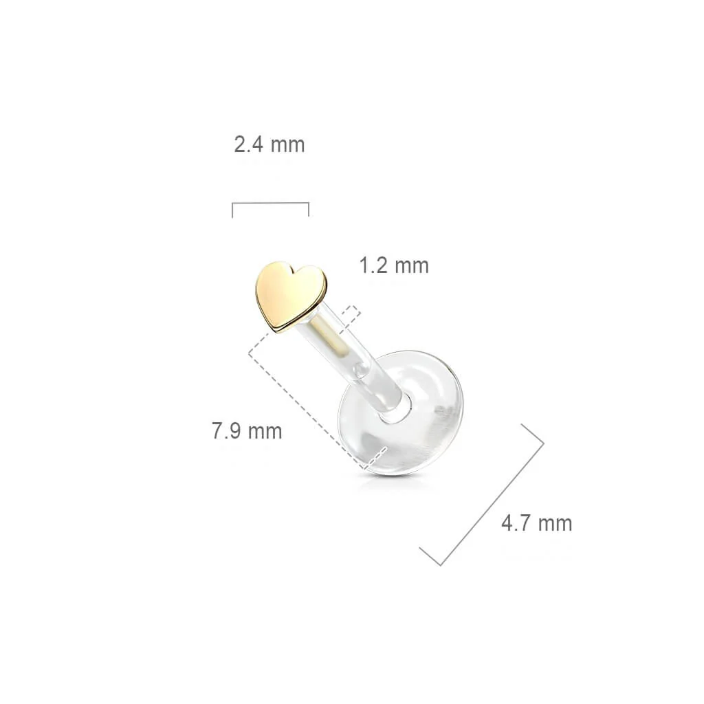 Złoto 585 labret serduszko płaskie push-in - Image 2