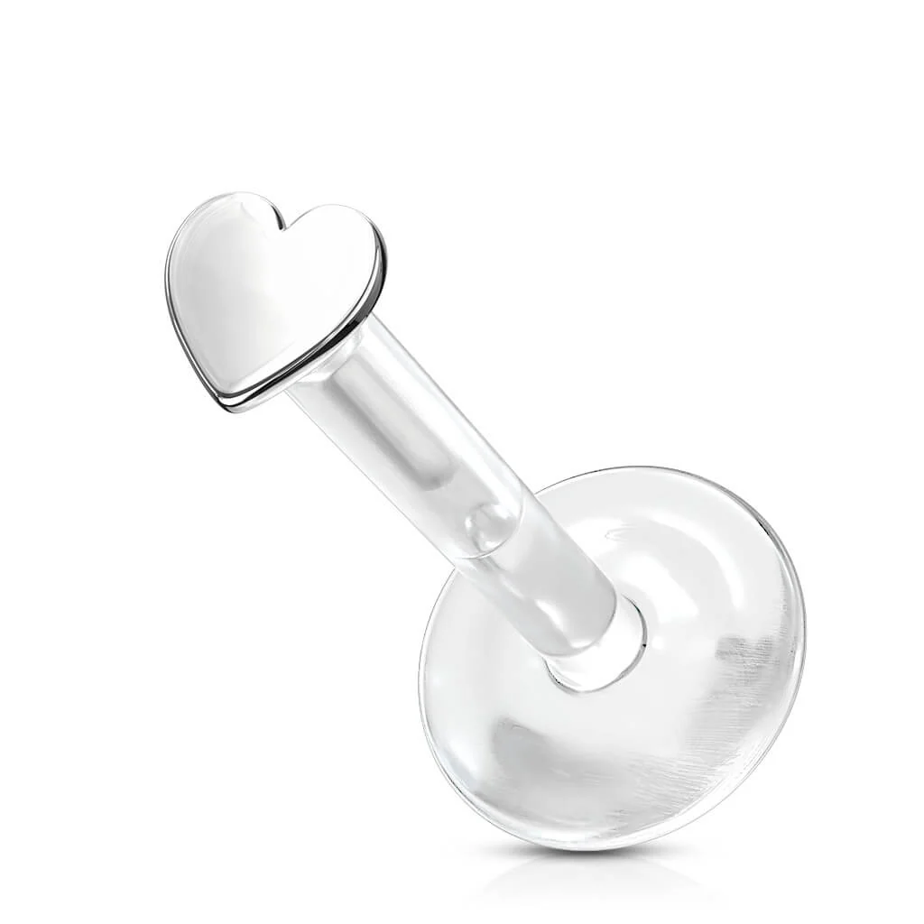 Złoto 585 labret serduszko płaskie push-in - Image 5