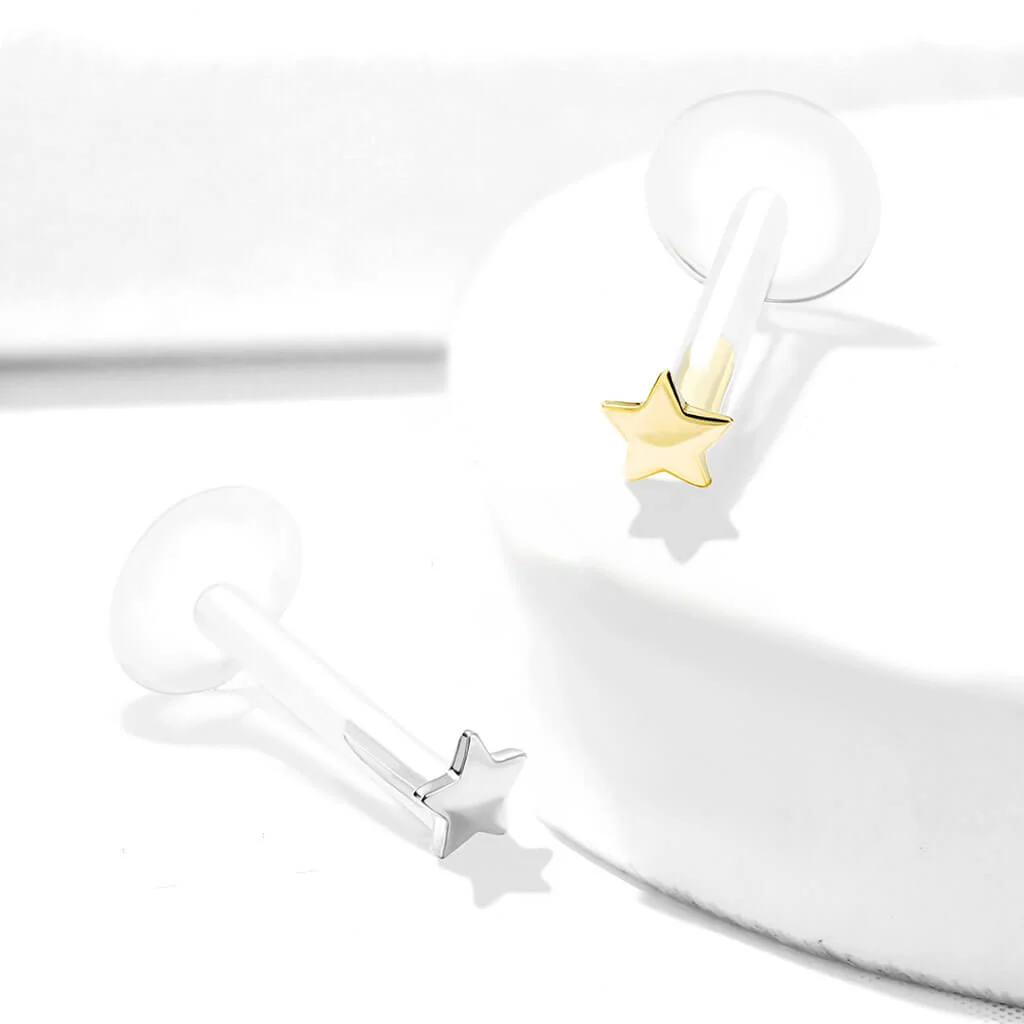 Złoto 585 labret gwiazdka płaska push-in - Image 4