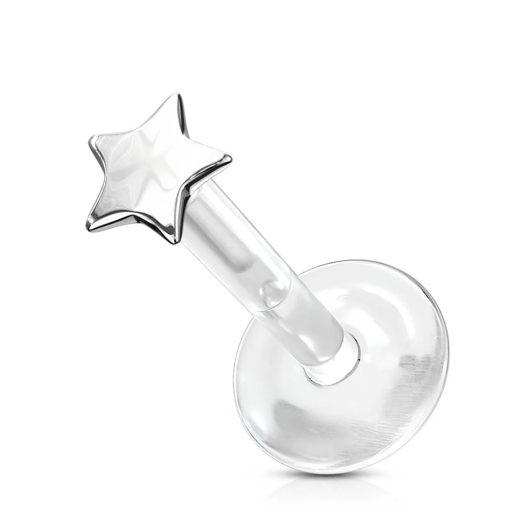 Złoto 585 labret gwiazdka płaska push-in - Image 5