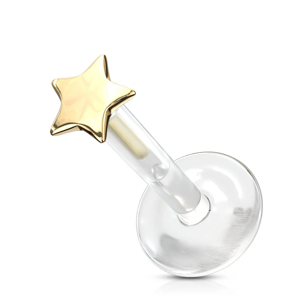 Złoto 585 labret gwiazdka płaska push-in - Image 6